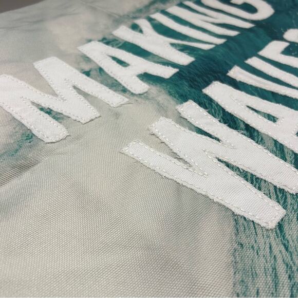 Pottery Barn Making Waves Wall Hanging Decor Cream Blue Ocean Wave 24 x 36 NEW - Picture 3 of 6